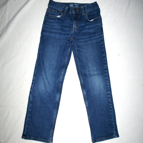 BOYS 8 DENIM BLUE JEANS REGULAR RELAXED FIT POCKETS ADJUSTABLE WAIST EUC - Picture 2 of 14